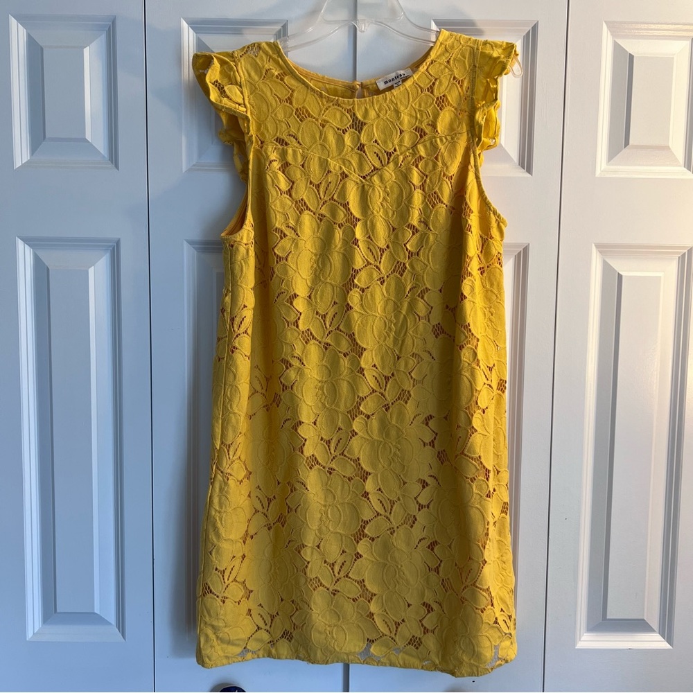 Yellow Floral Lace Dress